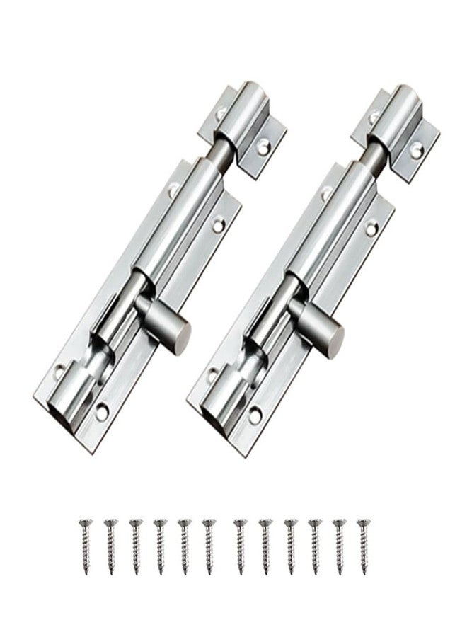 Volo Round Aluminium Tower Bolt/Door Latch/kundi/chitakni/Chitkini for Home and Offices Doors and Windows (Stainless Steel Finish) (4 inch, 2) - Image 1